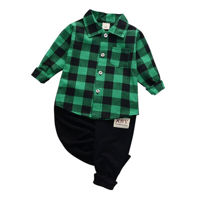 

Childrens Clothing SpringAutumn Fashion Plaid Childrens Sets Cotton Kids Boy Clothing Set Newborn Baby Boys Clothes