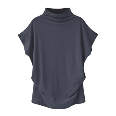 

Summer Fashion Women Solid Color Loose Turtle Neck Short Sleeve T-Shirt Top
