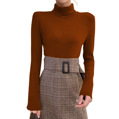 

Knit Bottoming Sweater Women Autumn And Winter Casual Temperament Sweater Fashion New High Collar Slim Sweater Solid Color