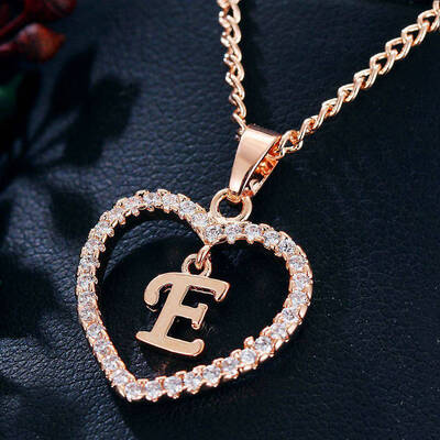 

Womens Heart Pendant Necklace with Cubic Zirconia&Letter Pendant Necklace Gift for Women or Girls