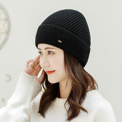 

2019 new winter mens&womens outdoor solid color cuff wool hat dome knit hat factory wholesale