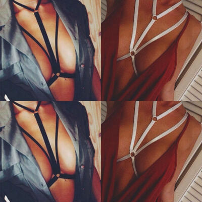 

Sexy Alluring Womens Harness Bra Elastic Cage Bra Strappy Hollow Out Bra Bustier Crop top