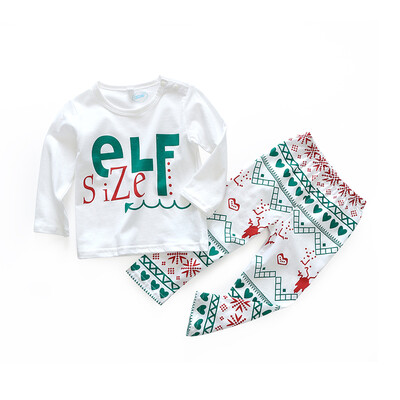 

Christmas Children Baby Boys Girls Casual Long Sleeve Letter Print Blouse TopsPants Trouser Costume Set 2019