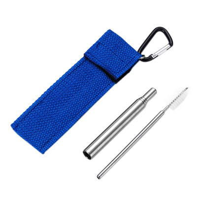 

Portable Stainless Steel Telescopic Drinking Straw For Travel Reusable Collapsible Metal Drinking Straw With Bag And Brush Set x