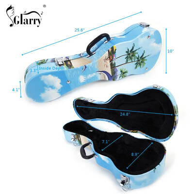 

Glarry 24" Concert Hawaii Style Pattern Leather Ukulele Case Light Blue