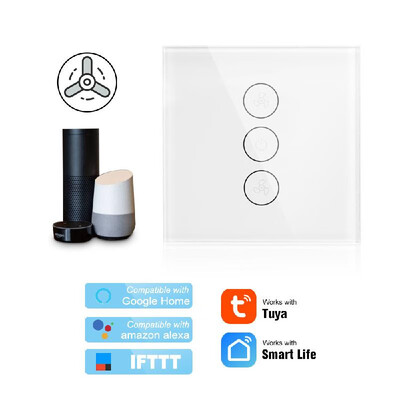 

Tuya WiFi Smart Ceiling Fan Switch USAU Smart Touch Switch Timer APP Remote Control Speed Adjustable Compatible with Amazon Alexa