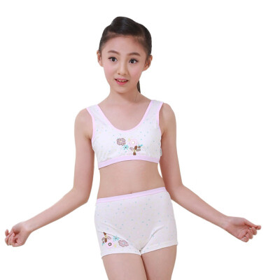 

Puberty Young Girls Cozy Undies Children Clothing Teenagers Cotton Yoga Underwear Set Training Bras Camisole Vest TopPanties