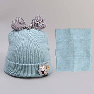 

autumn&winter new-style all-in-the-one babys babys babys knitted pure cotton bidet bow cartoon cute hat