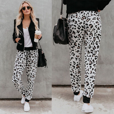 

Tailored Womens Casual Leopard Print Ladies Beam Foot Sport Joggers Bottoms Long Pants