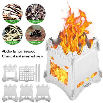 

Portable outdoor stainless steel camping cooker direct-fired small wood stove small stainless steel furnace