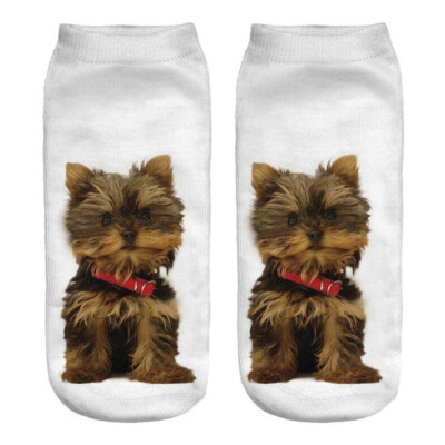 

1Pair Women Low Cut Ankle Socks Funny Dog 3D Printing Sock Cotton Hosiery Printed Socks