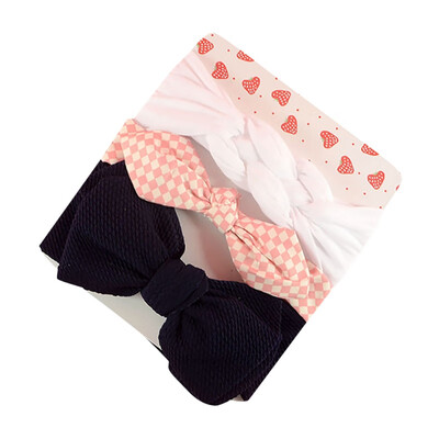

3Pcs Toddler Girls Cute Headwears Infant Bowknot Print Design Hairband Headwear Hair Newborn All Seasons Accessories 0-6Y
