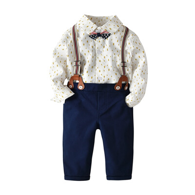 

Toddler Boys Clothing Set Autumn Baby Set Long Sleeve Print Shirt Children Kid Clothes Suits Formal Wedding Party Costume