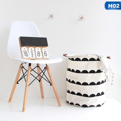 

UK Useful Baby Kids Toy Canvas Laundry Basket Storage Bag Leather HandleH01