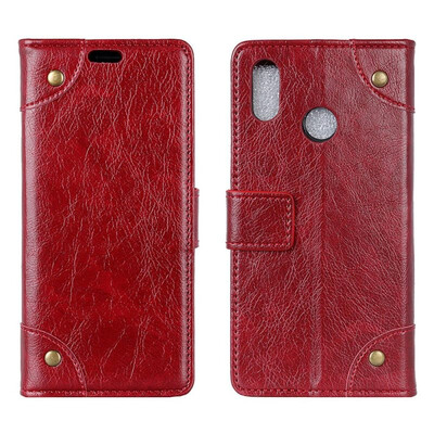 

MOONCASE Millet Mi A2 Mi 6X copper buckle nappa leather case - wine red