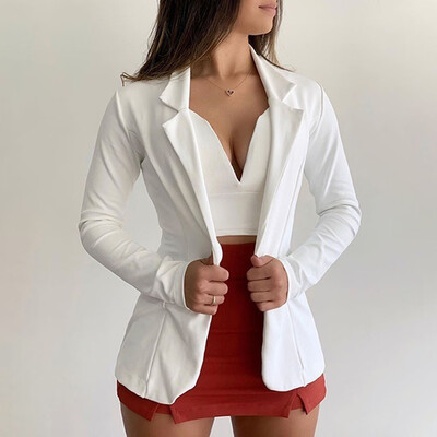 

Toponeto Women Office Long Sleeved Coat Suit Slim Cardigan Solid Color Casual Tops