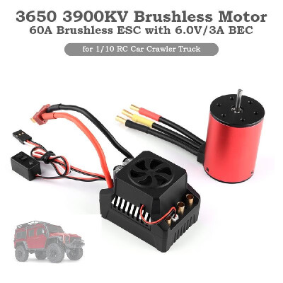 

GoolRC 3650 3900KV Brushless Motor&60A Brushless Splash-Proof Electronic Speed Controller ESC with 60V3A BEC for 110 RC Car