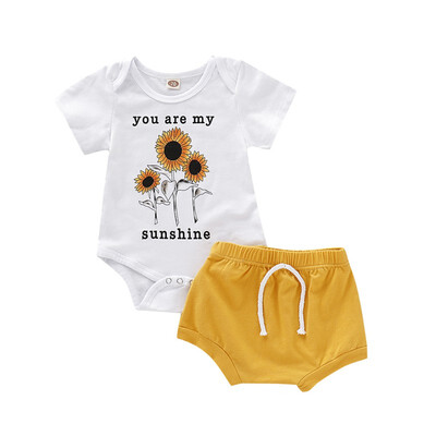 

Summer Baby Girl Boy Adorable Short Sleeve Floral Romper Tops Shorts & Pants Casual Outfits Clothes