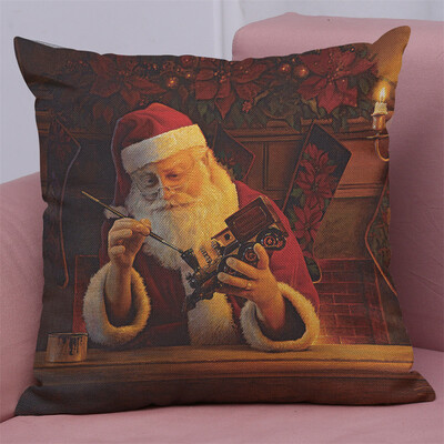 

Gobestart New Christmas Cotton Linen Pillow Case Sofa Cushion Cover Home Decor