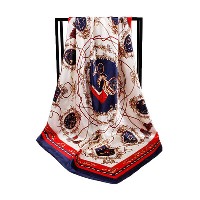 

Luxury Satin Scarf Women Floral Print Large Square Scarves Hijab Silk Shawl Wrap Female Autumn Winter Scarf