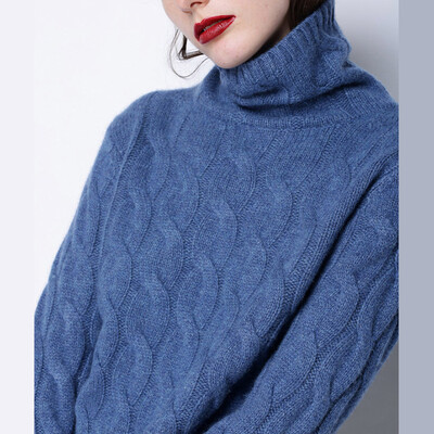 

Winter Women Chunky Knitted Turtleneck Sweater Baggy Jumper Knitwear Pullover