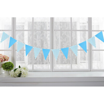 

3  Nordic Style Wave Pattern Hot Stamping Triangular Pull Flag Festival Party Supplies