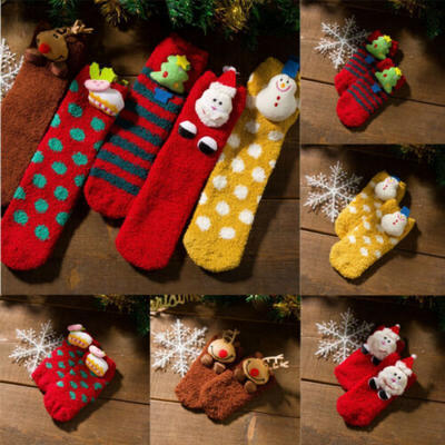

Family Matching Christmas Socks Santa Claus Xmas Tree Stocking Hosiery Soft Warm