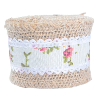 

Diy Vintage lace Printed Burlap Ribbon Roll Lace Decorative Hemp Rope Christmas Wedding Craft Lace Ribbon