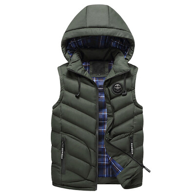 

Toponeto Fashion Men Autum Winter Hooded Solid Outwear Vest Jacket Tops Blouse