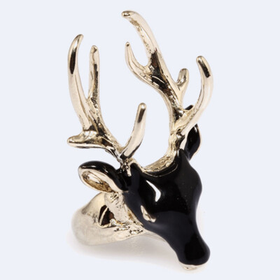 

Mens Rings Black Ladies Enamel Rings For Women White Color Animals Deer Cuff Rings Jewellry Christmas Gift