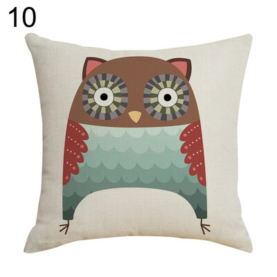 

Cute Owl Linen Throw Pillow Case Cushion Cover Sofa Bed Car Cafe Office Decor