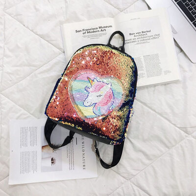 

Unicorn Sequin Backpack Magic Reversible Sequin Backpack Glittering Bag for Women Girls Teens