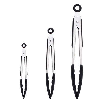 

3Pcs Stainless Steel Silicone Kitchen Tongs Buffet Food Clip Salad Tongs Steak Clip Kitchen Accessory 7\9\12Inch