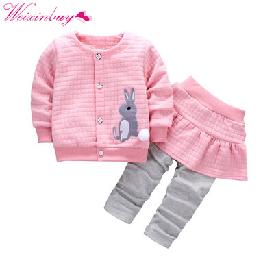 

2 PcsSet Newborn Clothes Autumn Winter Baby Girls Set Printed Cute Rabbit CoatPant Baby Outfit Casual Suit Infant Girls Set