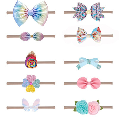 

10Pcs Infant Girls Toddler Lovely Headwears Baby Patchwork Flower Bowknot Design Hairband Hair Cloth Accessories 0-12M