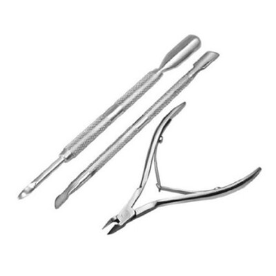 

3pcs Stainless Steel Remover Cutter Set Manicure Pedicure Care Salon Nail Polish Tools