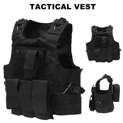 

Willstar Tactical Vest Adjustable for Military Army Molle Combat Police SWAT Plate Carrier Mag Pouches Universal Size