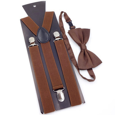 

Solid Color Clip-On Elastic Y-Shape Suspender And Bow Tie Set For Adults Men Women