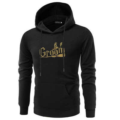 

New Fashion Casual Halloween Bride Groom Letter Print Couples Hoodie Long Sleeve Hooded Sweatshirt Lovers Pullover