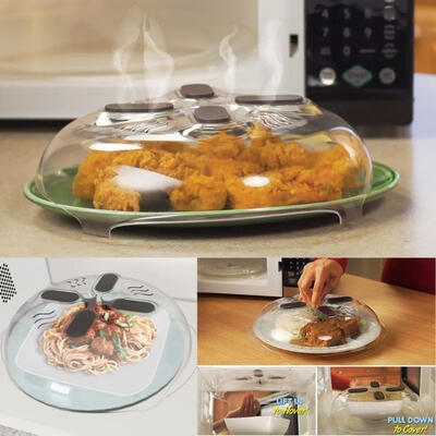 

New Food Splatter Guard Microwave Hover Anti-Sputtering Cover with Steam Vents