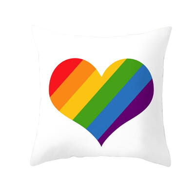 

LGBT Rainbow Heart Pride Throw Pillow Cases Car Sofa Cushion Covers Home Decor
