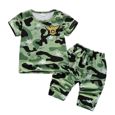 

Summer Clothing Set Boy Clothes Kids Thick Short Sleeves Camouflage ShirtShorts 2pcs Suit Children Clothing