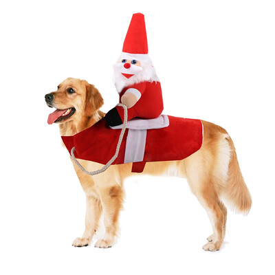 

Christmas Pet Santa Dog Costumes Puppy Cat Party Dressing Up Pet Riding Equipment Funny Santa Claus Dog Clothes Pet Coat Apparel
