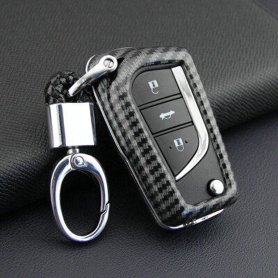 

Auto Car Key Case Carbon Fiber Shell For Toyota C-HR Camry Keychain Fob Cover