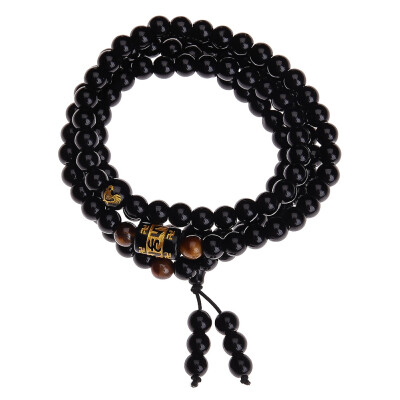 

6 mm National Style Natural Obsidian Yellow Tiger Eye Stone Zodiac 4 Ring Bracelet Unisex Pair Bracelet Jewellery