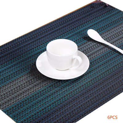 

6pcs PVC Woven Stain-Resistant Washable Table Mats Insulated Coasters Anti Slip Dining Room Placemats