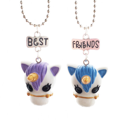 

Food Resin Painted in Three Sizes Ice Cream Unicorn Best Friends Necklace Pendant Jewellery for Children of Good Friends