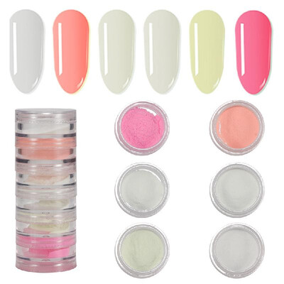 

6 ColorsSet Nail Art Powder Colorful Glow Sand Luminous Night Fluorescence Sand Nail Decoration Nail Glitter Powder