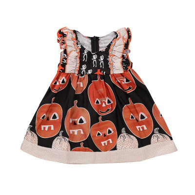 

Autumn Casual Baby Girls Flare Sleeve Halloween Pumpkin Print Tutu Dress Kids Toddler Pageant Dress