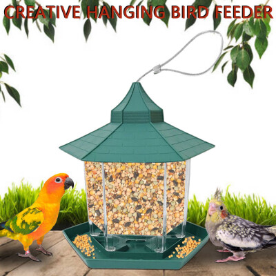 

Gobestart Bird Feeder Hanging for Garden Yard Decoration Hexagon Shaped With Roof